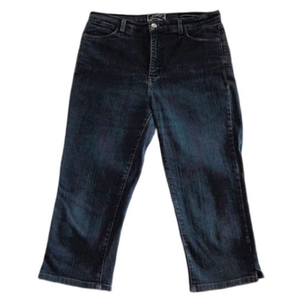 NYDJ Jeans High Waisted Dark Wash Rhinestones Crop 10